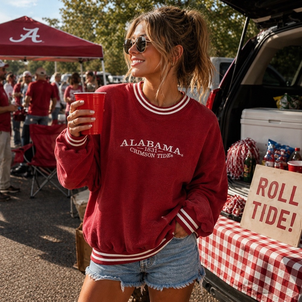 Vintage 90s Red Oak Alabama Crimson Tide Knit Sweater Large L NCAA